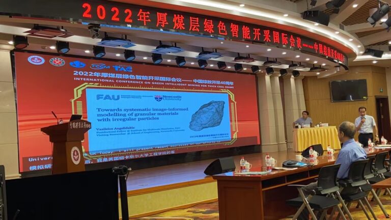 Vasileios Angelidakis was invited to deliver a keynote presentation at the 2022 International Conference on Green Intelligent Mining of Thick Coal Seam