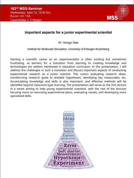 12.04.2023 – Important aspects for a junior experimental scientist